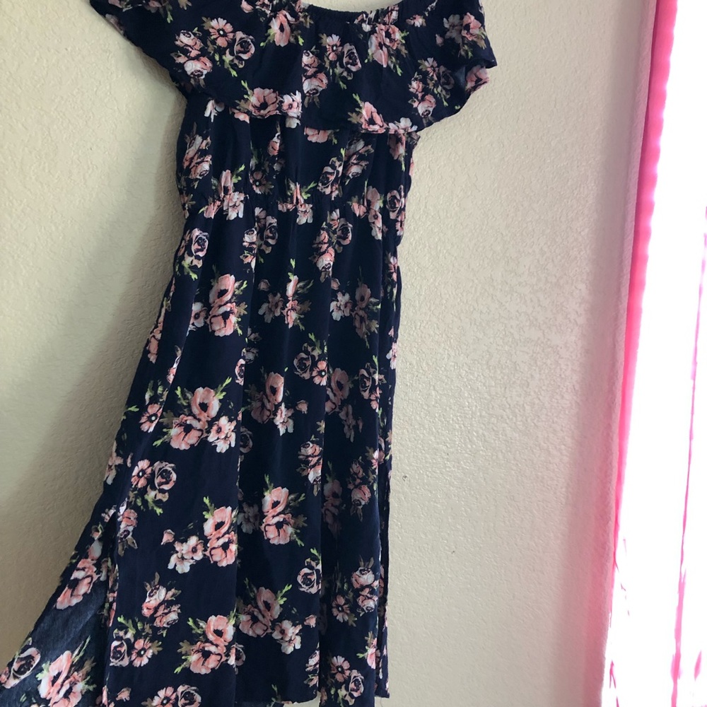 Black with pink floral print dress